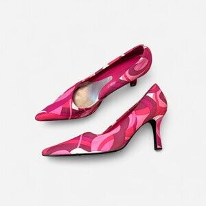 Vintage Amanda Smith Abstract Pink Pointed Toe Heels Size 9.5